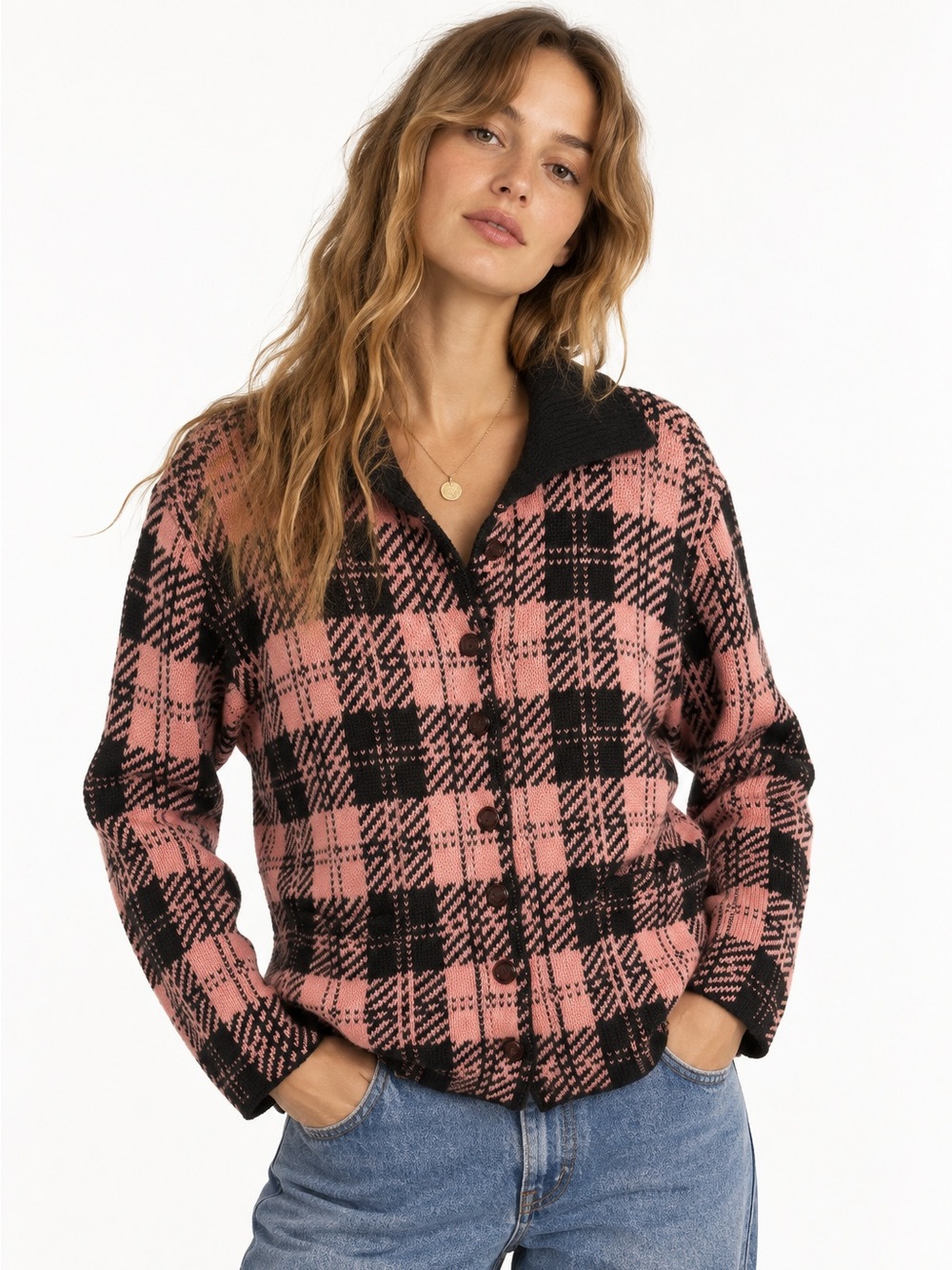 Benetton Vintage 70s Shetland Wool Plaid Cardigan Coatigan